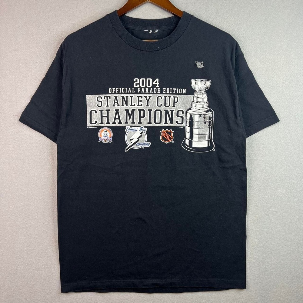 2004 Stanley Cup Champions Tampa Bay Lightning Black Hockey Tee Shirt